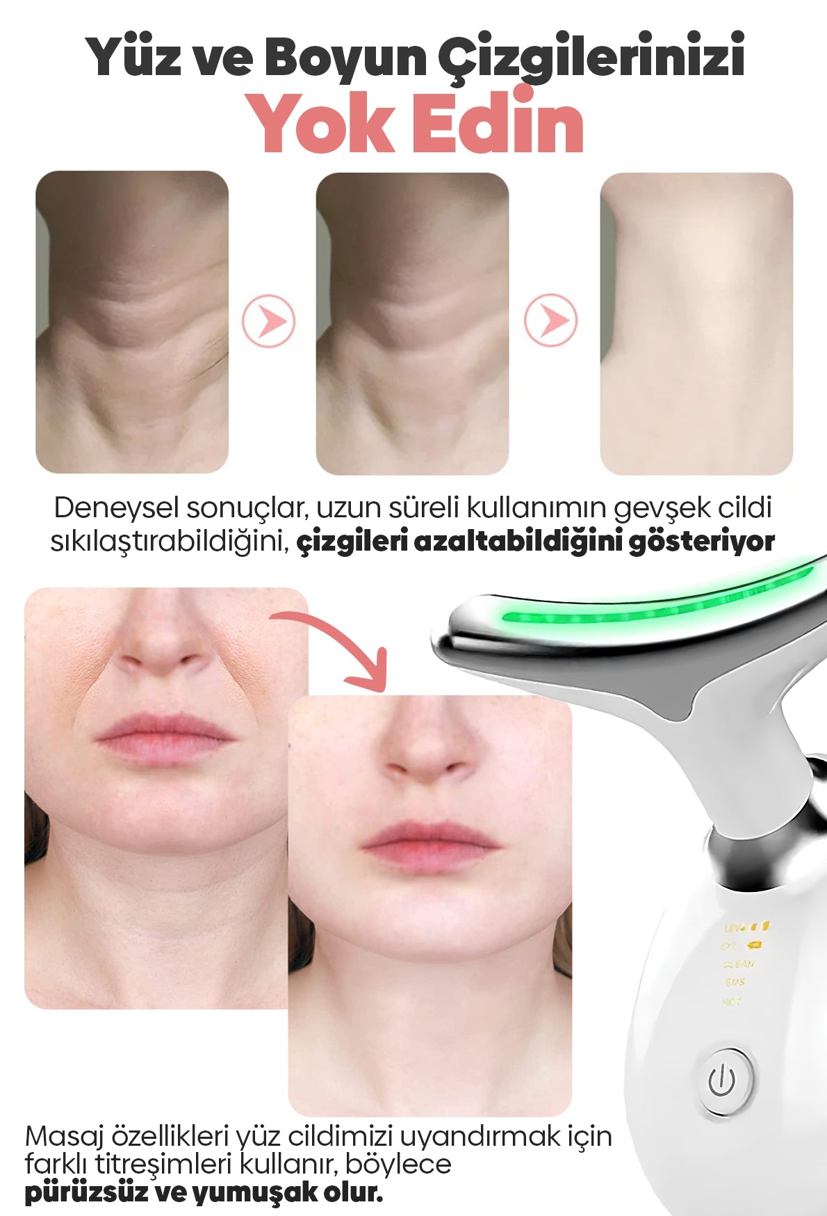 Pro 3 Programlı Yüz Ve Boyun Kırışıklık Karşıtı Ve Giderici Ems Güzellik Cihazı