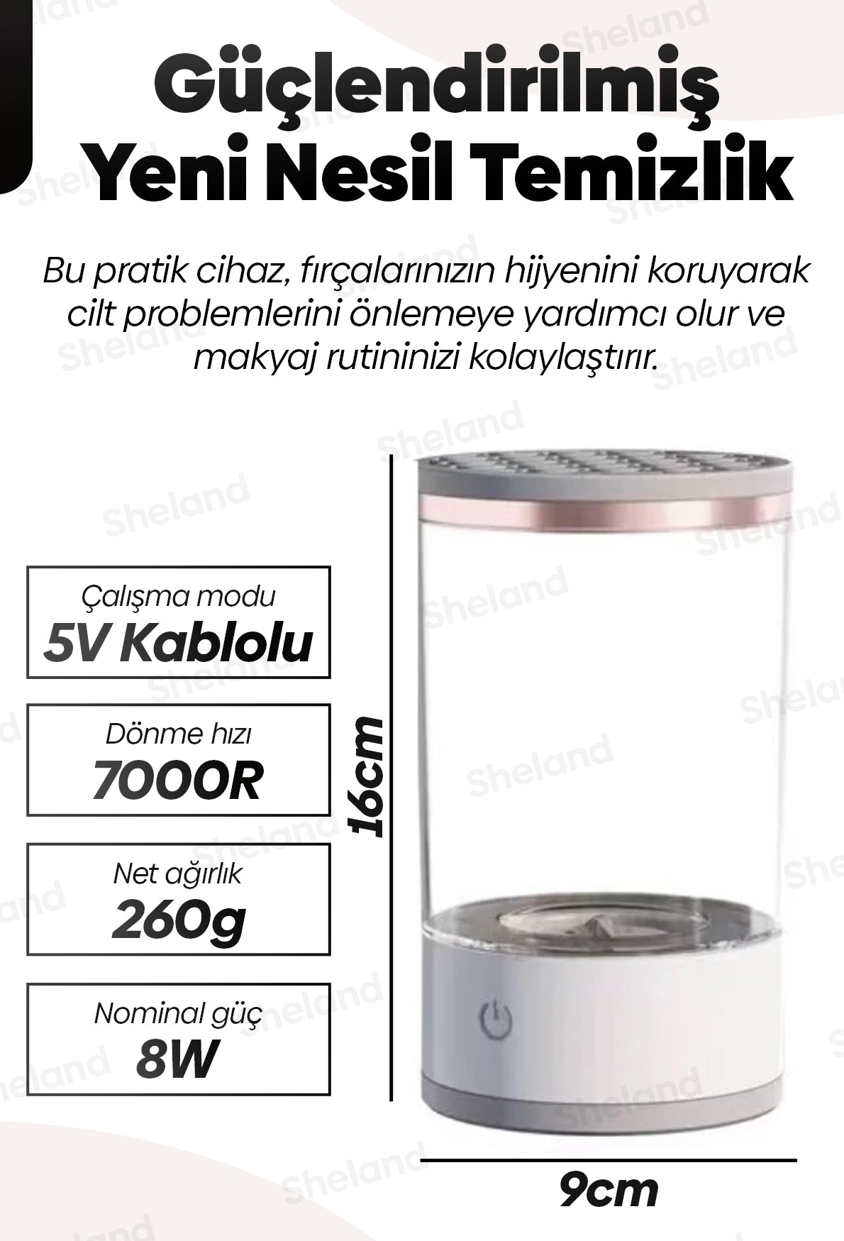 Elektrikli Makyaj Fırçası Temizleyici Derin Temizlemeli Otomatik Sistem