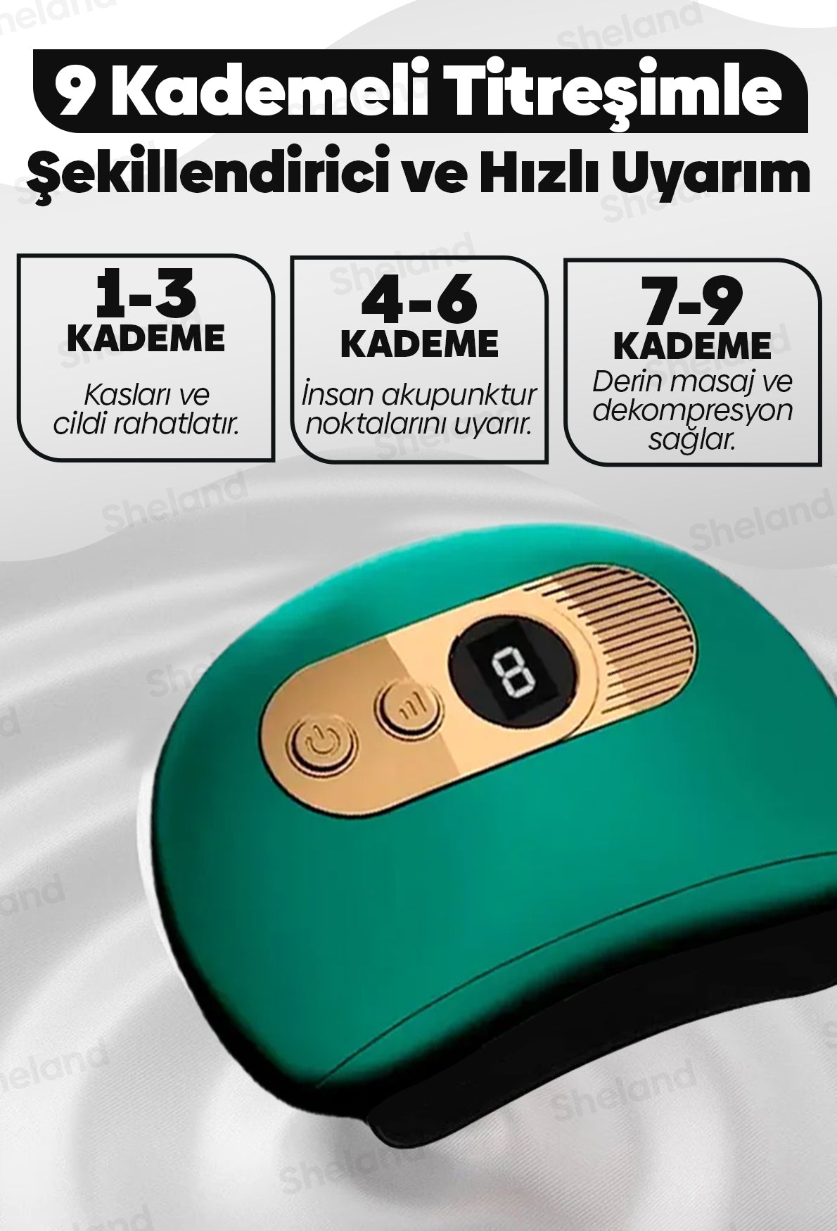 Doğal Bian Taşlı Gua Sha Masaj Taşı Isıtmalı Titreşimli 9 Kademeli Masaj Aleti Cilt Şekillendirme