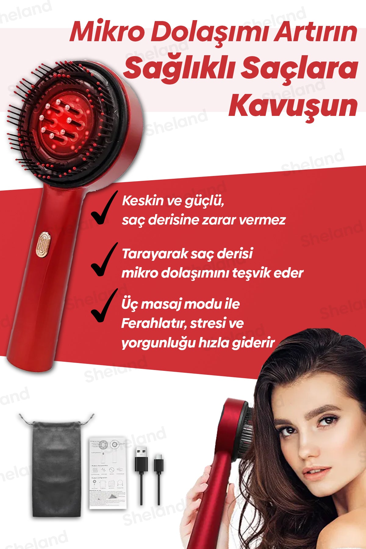 Pro Ovmalı ve Serum Hazneli Saç Masaj Tarağı