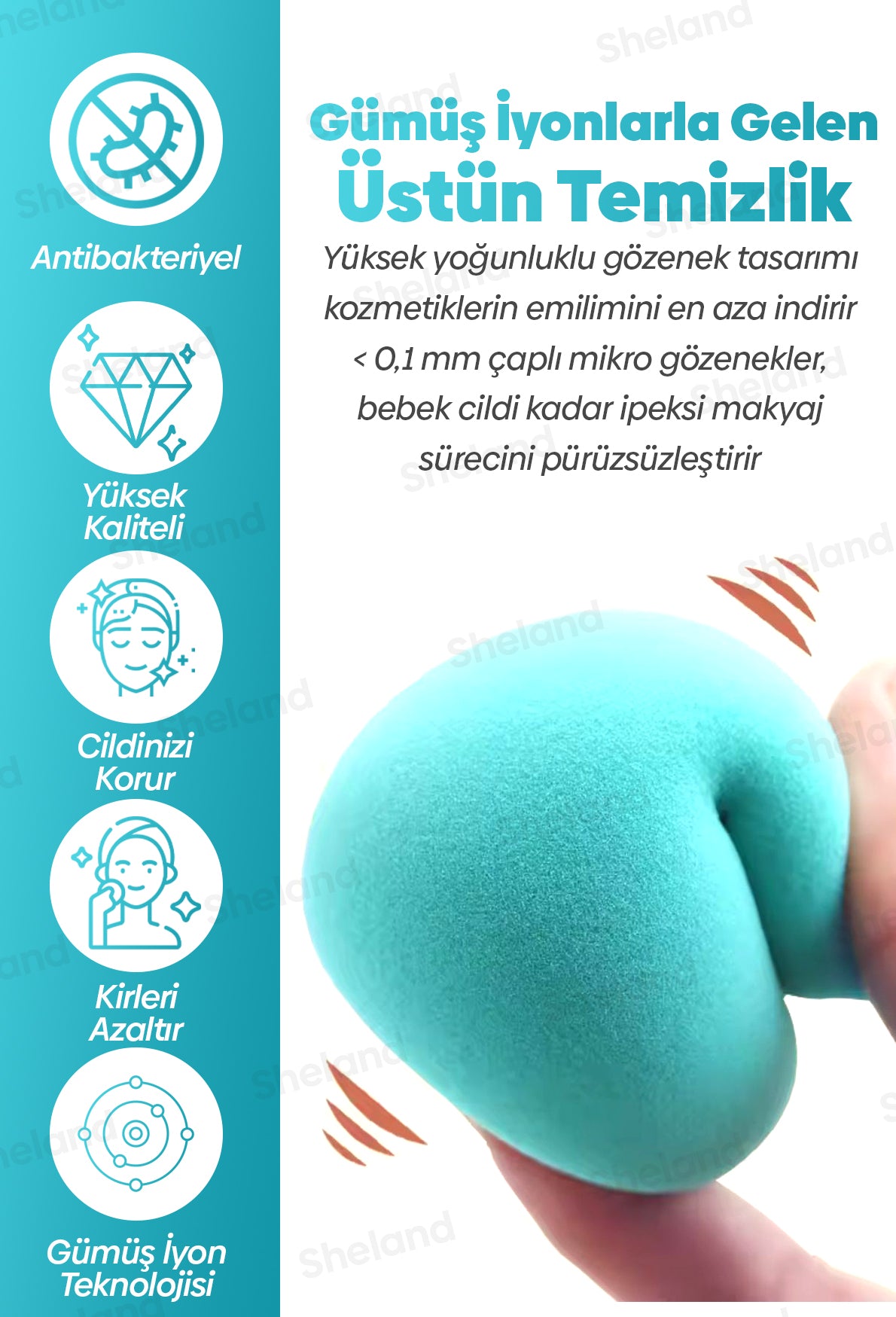 Gümüş İyonlu Ultra Soft Makyaj Süngeri