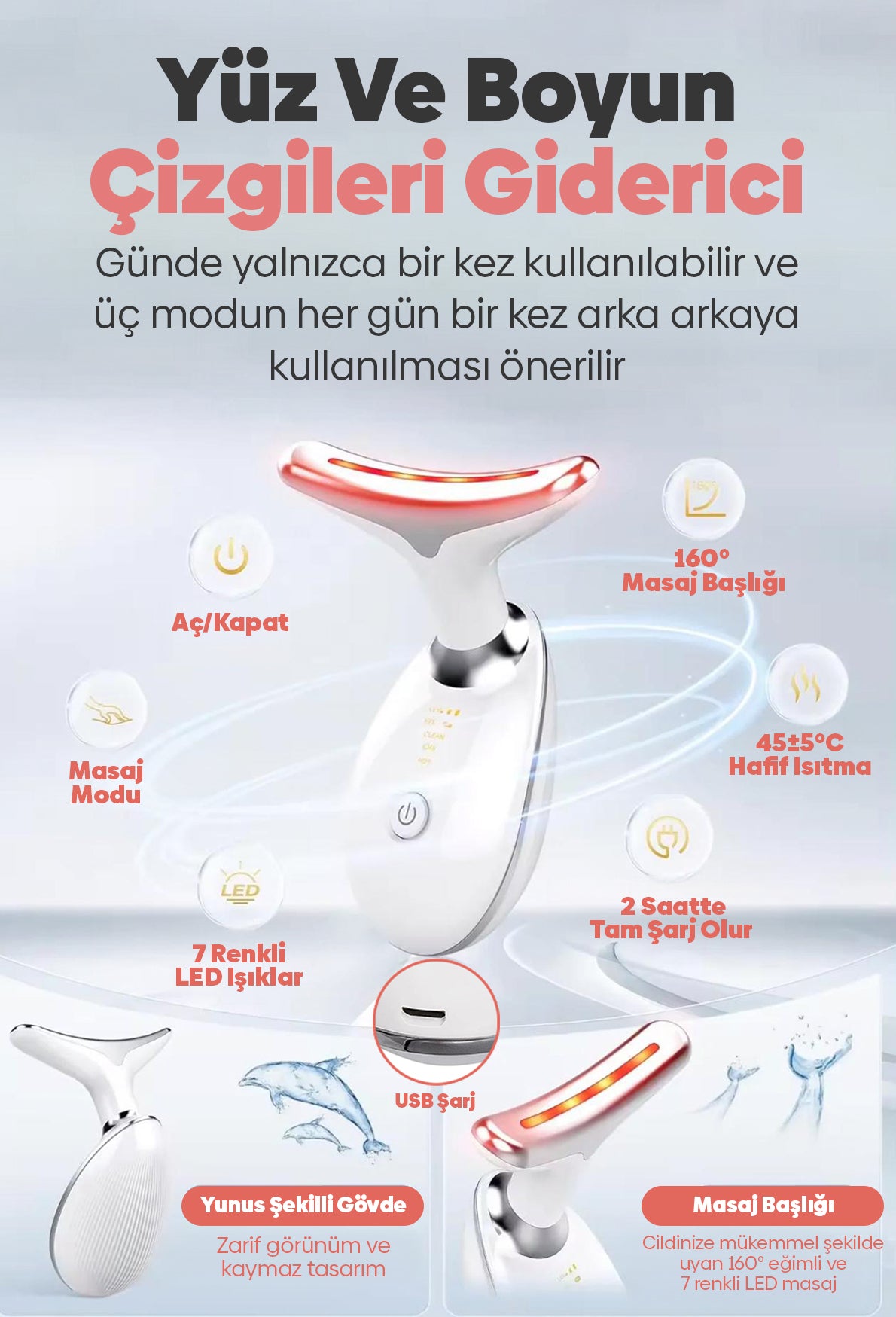 Pro 3 Programlı Yüz Ve Boyun Kırışıklık Karşıtı Ve Giderici Ems Güzellik Cihazı