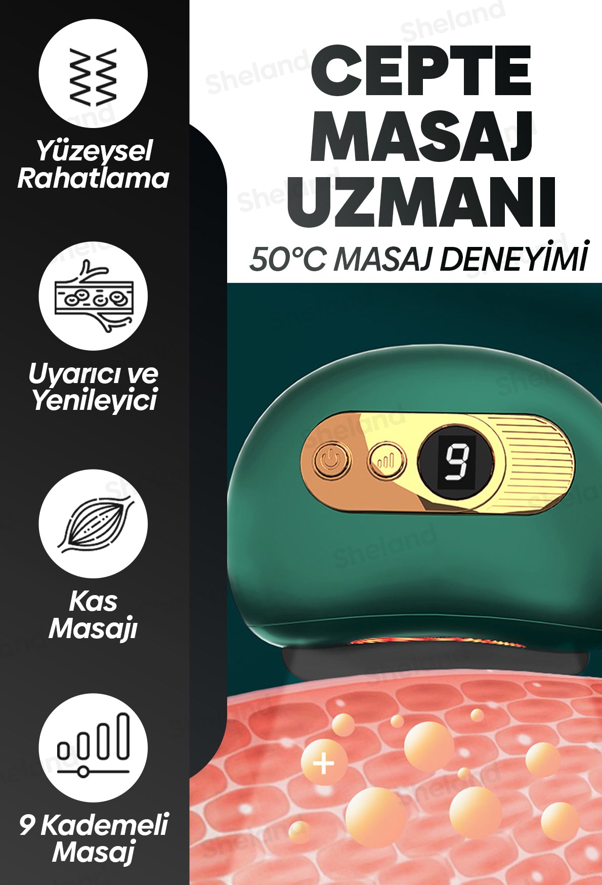 Doğal Bian Taşlı Gua Sha Masaj Taşı Isıtmalı Titreşimli 9 Kademeli Masaj Aleti Cilt Şekillendirme