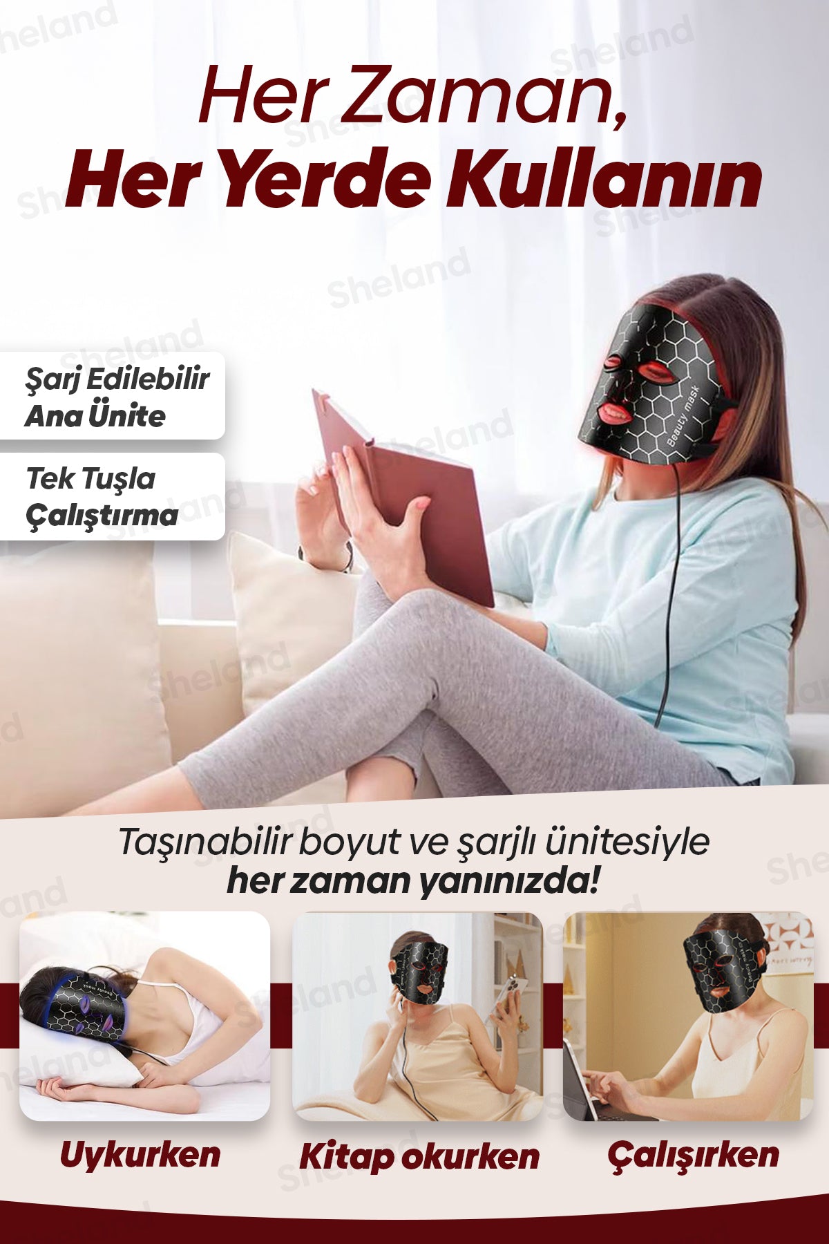 Pro 7 Renkli Uzaktan Kumandalı Led Yüz Maskesi