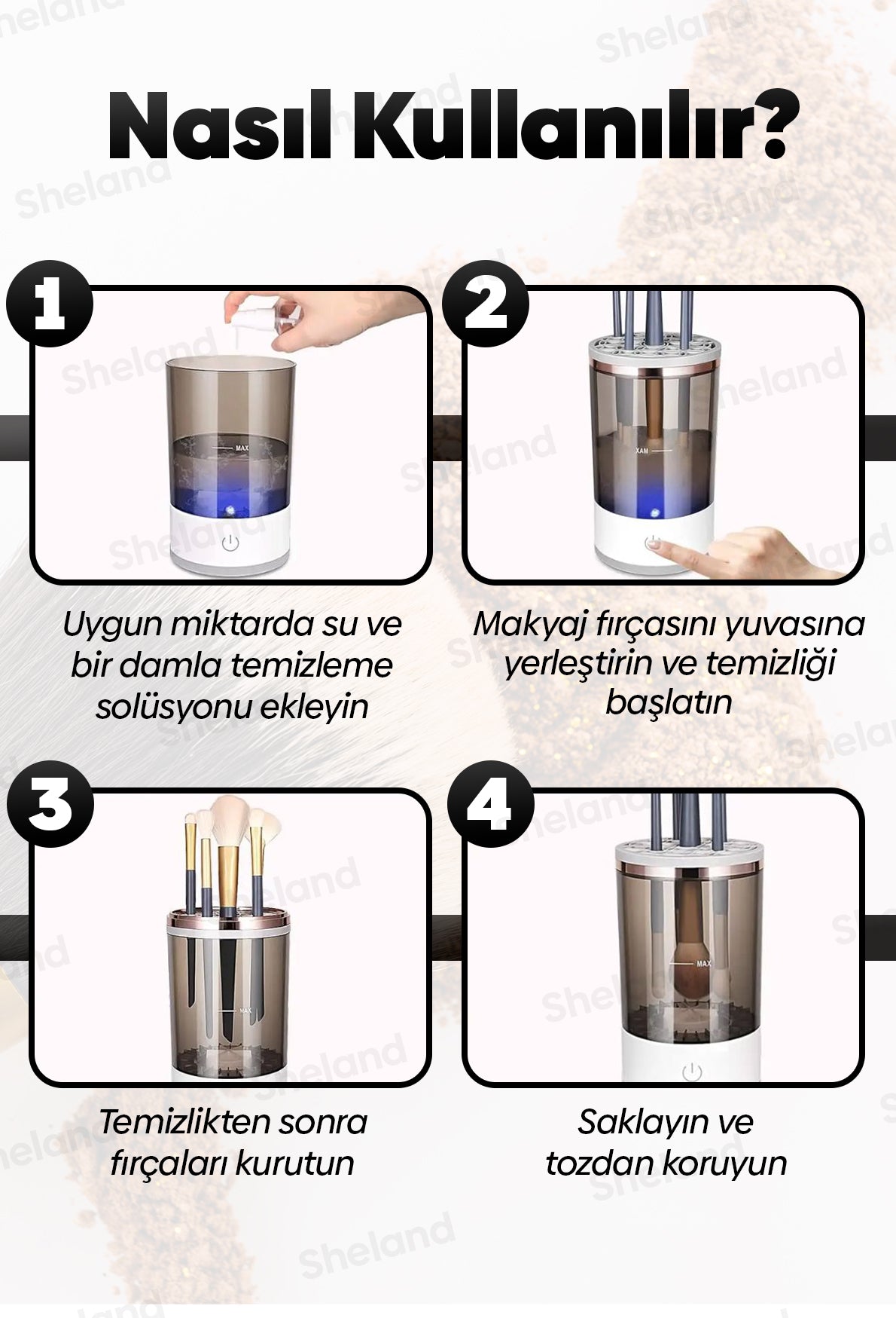 Elektrikli Makyaj Fırçası Temizleyici Derin Temizlemeli Otomatik Sistem